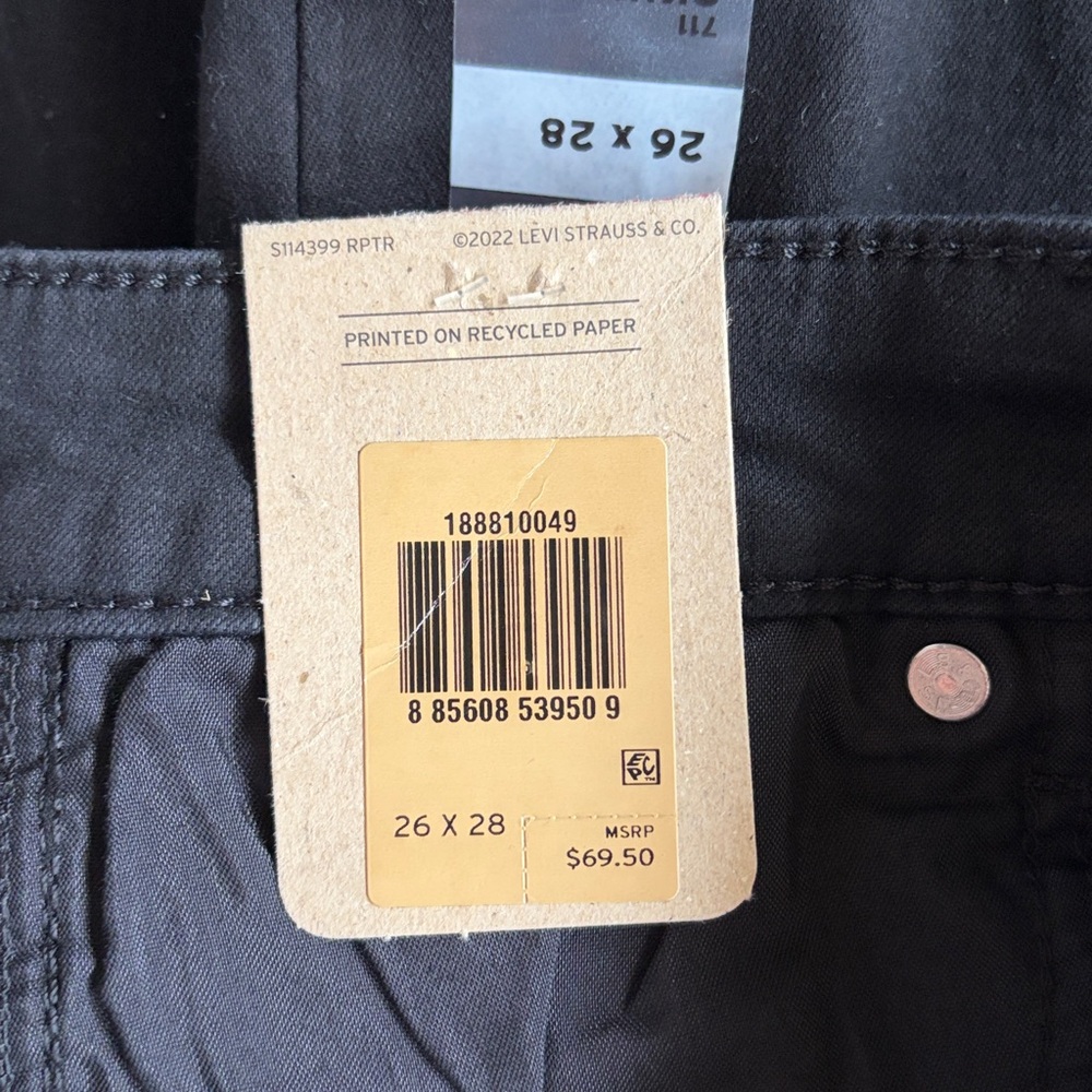 ✨$25✨Levi's 711 Skinny Jeans |Black | 2 Short | W26 L28  NWT - Picture 6 of 10